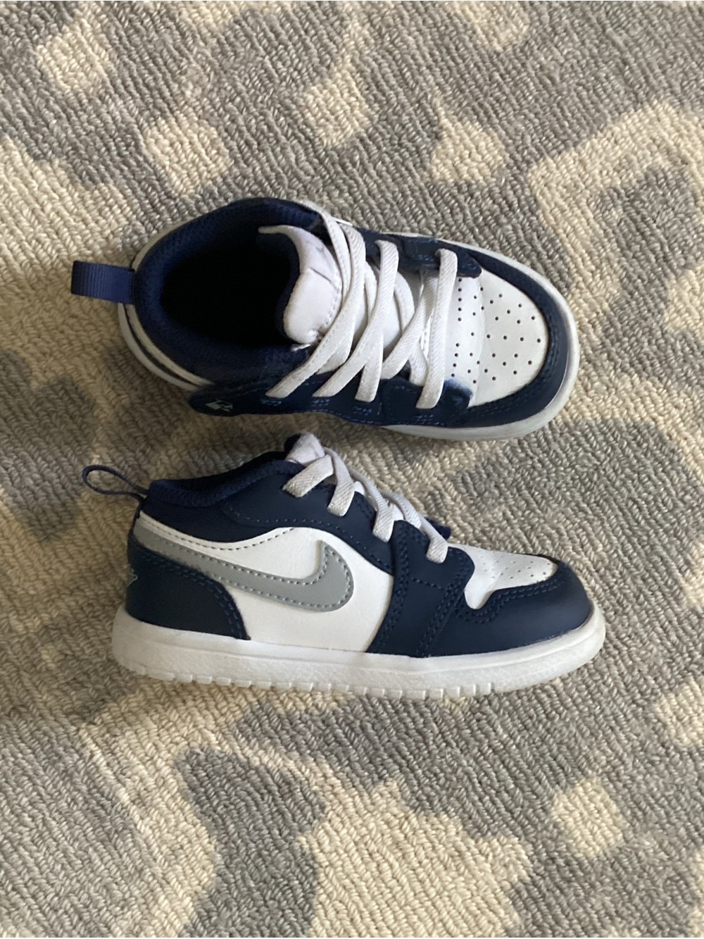 Nike Air Jordan 1 Low Alt TD Toddler Shoes Navy White Silver 7C